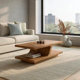 Natural Solid Wood Coffee Table with Curved Sculptural Base – Japandi - Arboriswood - 9