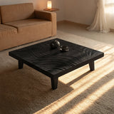 Natural Solid Wood Coffee Table with Hand-Carved Wave Relief – Wabi Sabi - Arboriswood - 8