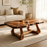 Natural Solid Wood Coffee Table with Live Edge Sculptural Base – Wabi Sabi - Arboriswood - 7