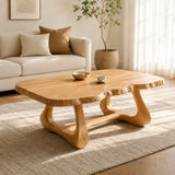 Natural Solid Wood Coffee Table with Live Edge Sculptural Base – Wabi Sabi - Arboriswood - 9