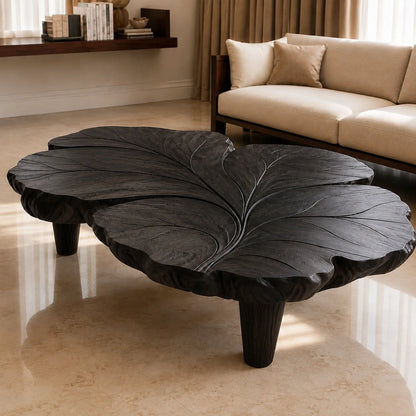 Natural Solid Wood Coffee Table with Sculptural Leaf Design – Wabi Sabi - Arboriswood - 8