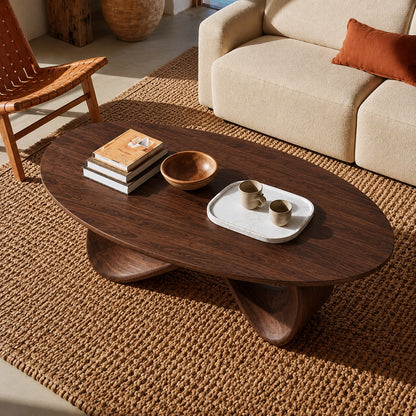 Natural Solid Wood Coffee Table with Sculptural Loop Base – Wabi Sabi - Arboriswood - 4