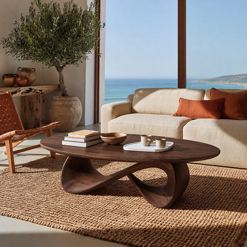 Natural Solid Wood Coffee Table with Sculptural Loop Base – Wabi Sabi - Arboriswood - 7