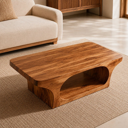 Natural Solid Wood Coffee Table with Sculptural Underbody – Japandi - Arboriswood - 4