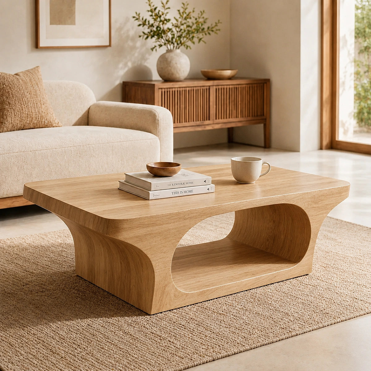 Natural Solid Wood Coffee Table with Sculptural Underbody – Japandi - Arboriswood - 9