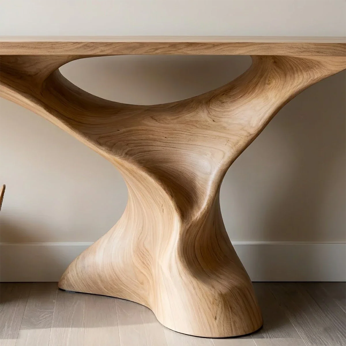 Natural Solid Wood Console Table Sculptural Organic Pedestal Base - ArborisWood - 4