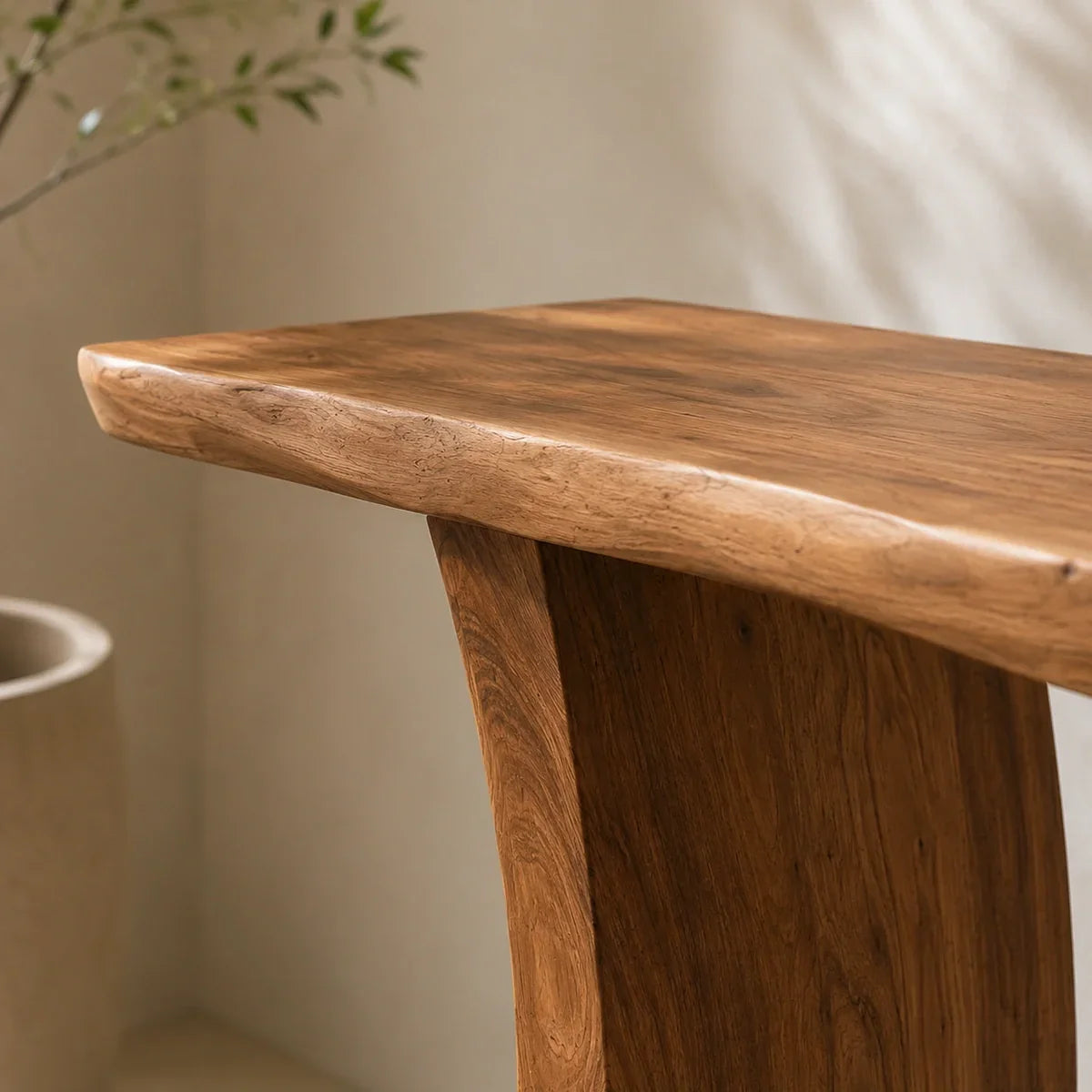 Natural Solid Wood Console Table with Curved Pedestals – Scandinavian - Arboriswood - 4