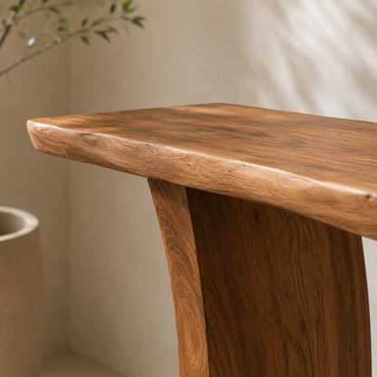Natural Solid Wood Console Table with Curved Pedestals – Scandinavian - Arboriswood - 4