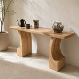 Natural Solid Wood Console Table with Curved Pedestals – Scandinavian - Arboriswood - 9