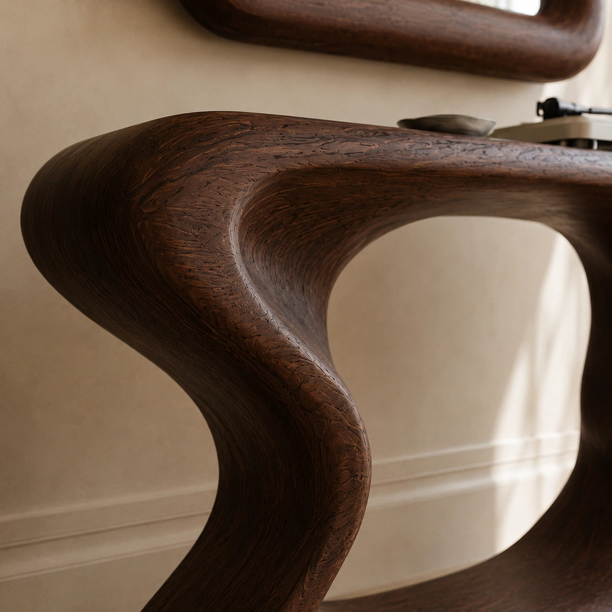 Natural Solid Wood Console Table with Curved Sculptural Form – Japandi - Arboriswood - 3
