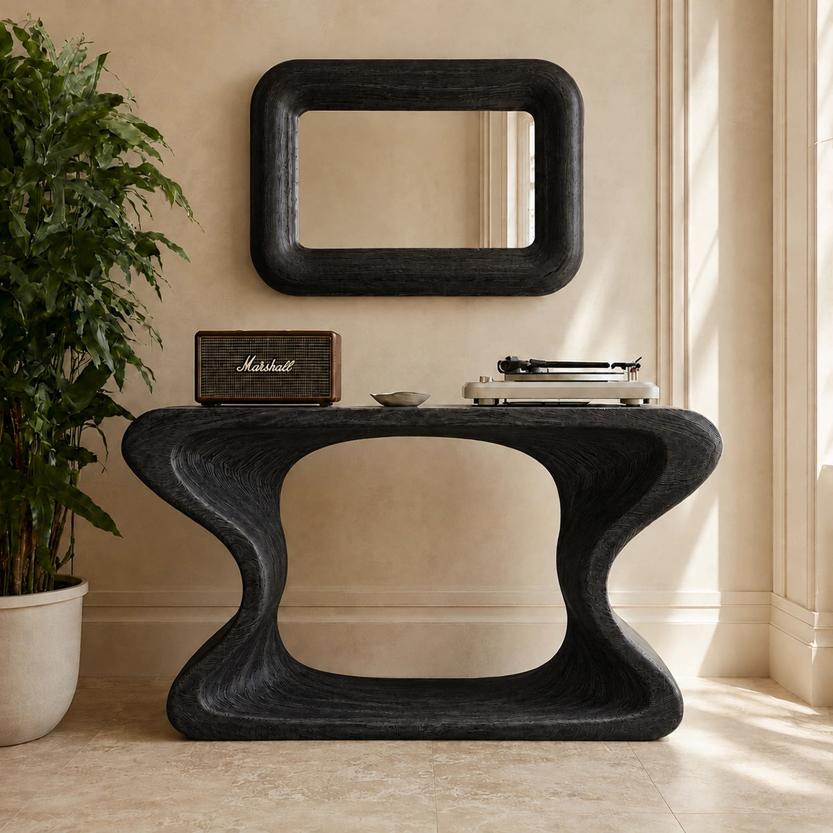 Natural Solid Wood Console Table with Curved Sculptural Form – Japandi - Arboriswood - 8