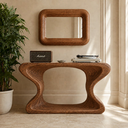 Natural Solid Wood Console Table with Curved Sculptural Form – Japandi - Arboriswood - 9