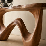 Natural Solid Wood Console Table with Flowing Wave Base – Wabi Sabi - Arboriswood - 3