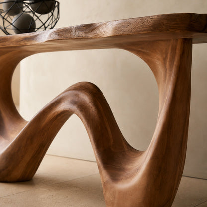 Natural Solid Wood Console Table with Flowing Wave Base – Wabi Sabi - Arboriswood - 3