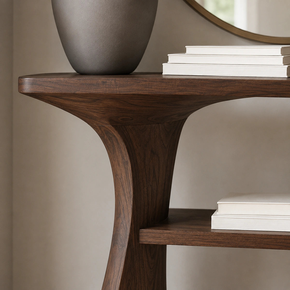 Natural Solid Wood Console Table with Open Display Shelves – Japandi - Arboriswood - 3