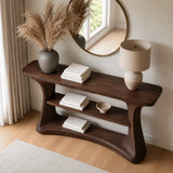 Natural Solid Wood Console Table with Open Display Shelves – Japandi - Arboriswood - 4