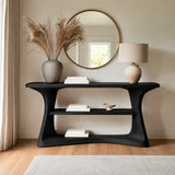 Natural Solid Wood Console Table with Open Display Shelves – Japandi - Arboriswood - 8