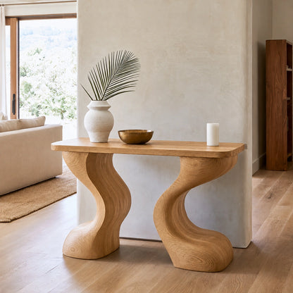 Natural Solid Wood Console Table with Sculptural Curved Legs – Wabi Sabi - Arboriswood - 10