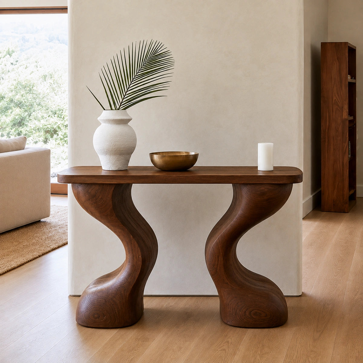 Natural Solid Wood Console Table with Sculptural Curved Legs – Wabi Sabi - Arboriswood - 2
