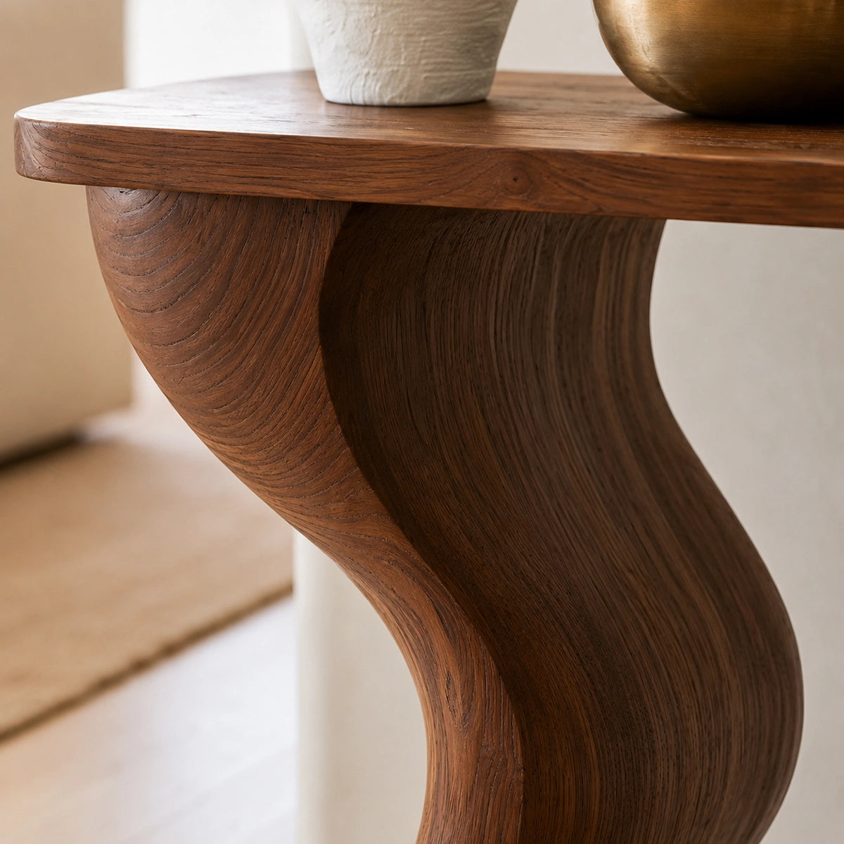 Natural Solid Wood Console Table with Sculptural Curved Legs – Wabi Sabi - Arboriswood - 3