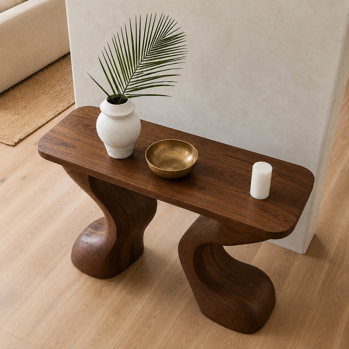 Natural Solid Wood Console Table with Sculptural Curved Legs – Wabi Sabi - Arboriswood - 4