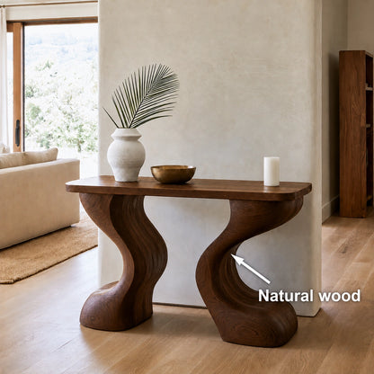 Natural Solid Wood Console Table with Sculptural Curved Legs – Wabi Sabi - Arboriswood - 5
