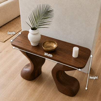 Natural Solid Wood Console Table with Sculptural Curved Legs – Wabi Sabi - Arboriswood - 6