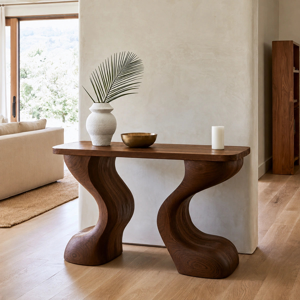 Natural Solid Wood Console Table with Sculptural Curved Legs – Wabi Sabi - Arboriswood - 7