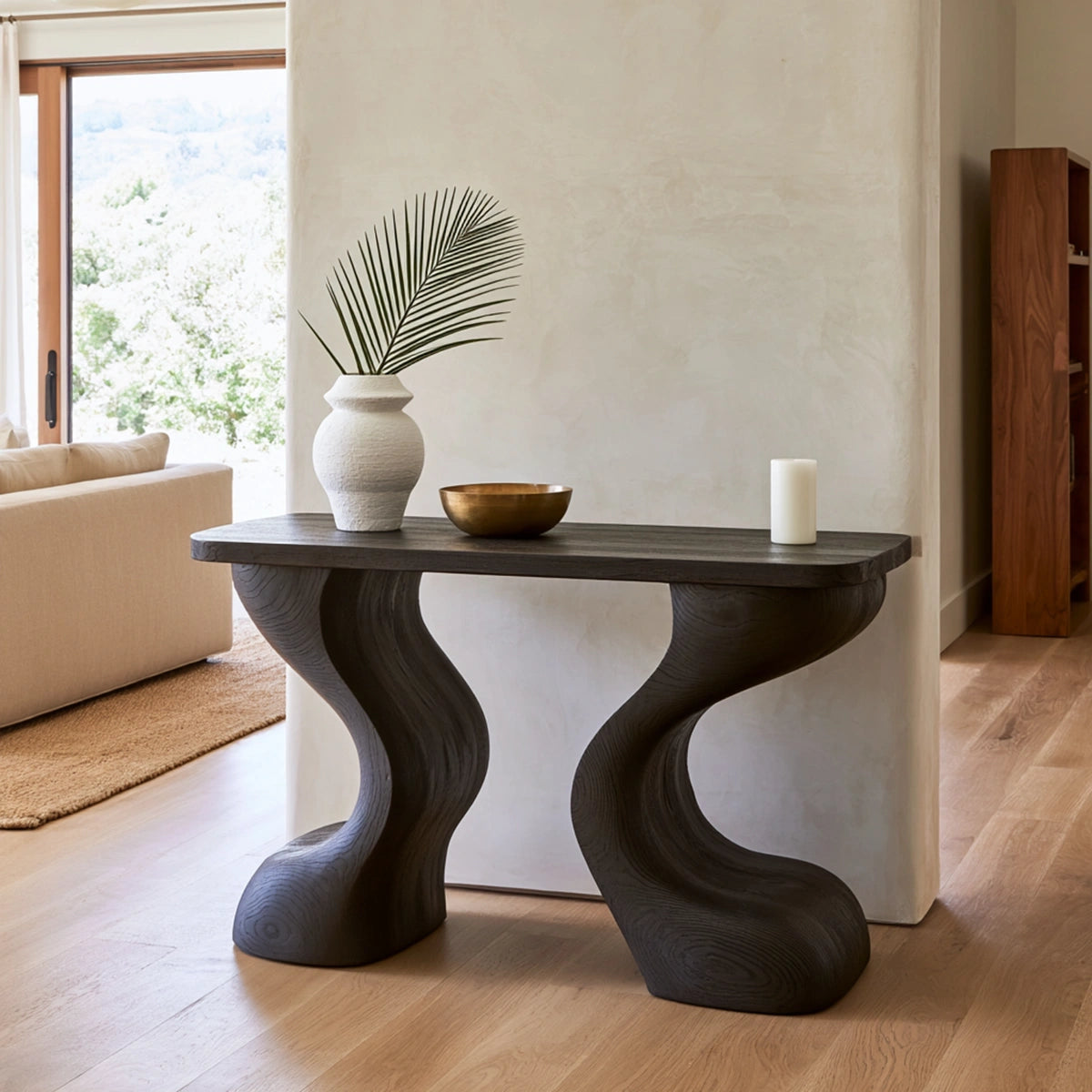 Natural Solid Wood Console Table with Sculptural Curved Legs – Wabi Sabi - Arboriswood - 8