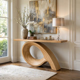 Natural Solid Wood Console Table with Sculptural Loop Base – Japandi - Arboriswood - 10