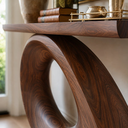 Natural Solid Wood Console Table with Sculptural Loop Base – Japandi - Arboriswood - 3