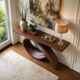 Natural Solid Wood Console Table with Sculptural Loop Base – Japandi - Arboriswood - 4