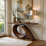 Natural Solid Wood Console Table with Sculptural Loop Base – Japandi - Arboriswood - 6