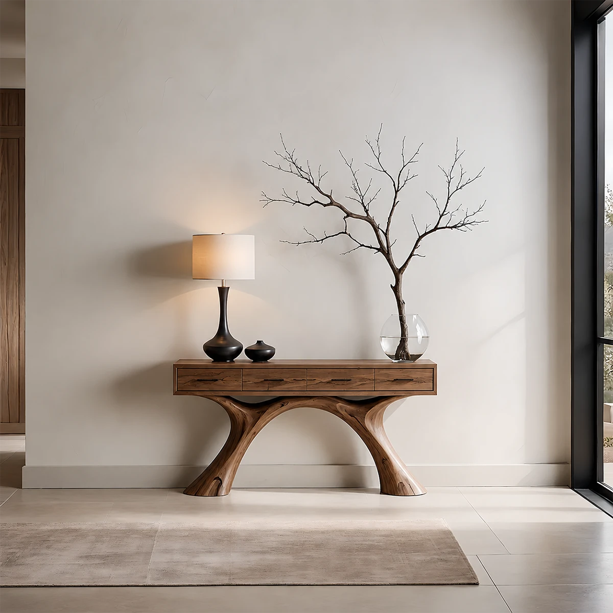 Natural Solid Wood Console Table with Storage Drawers for Modern Entryways - ArborisWood - 11