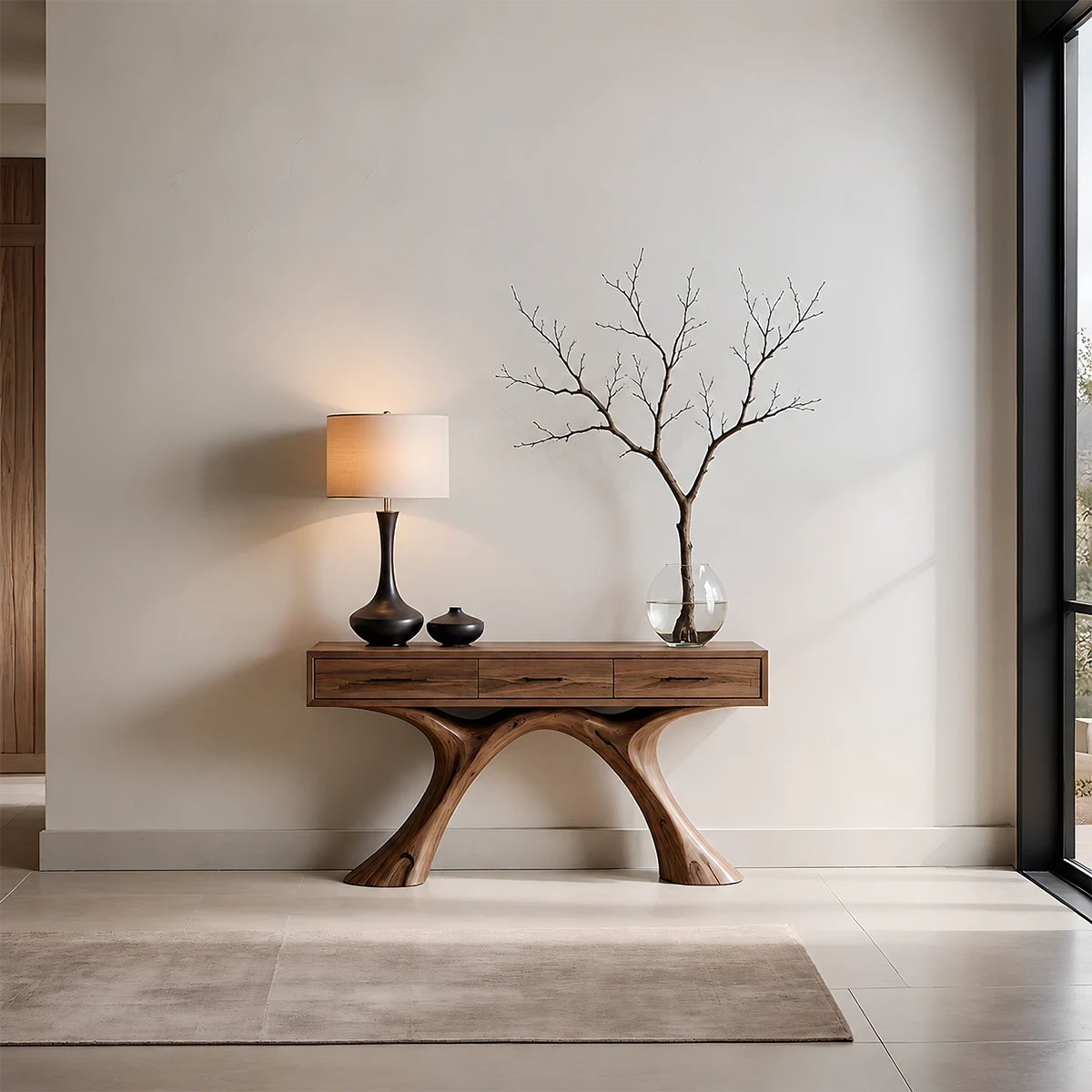 Natural Solid Wood Console Table with Storage Drawers for Modern Entryways - ArborisWood - 12