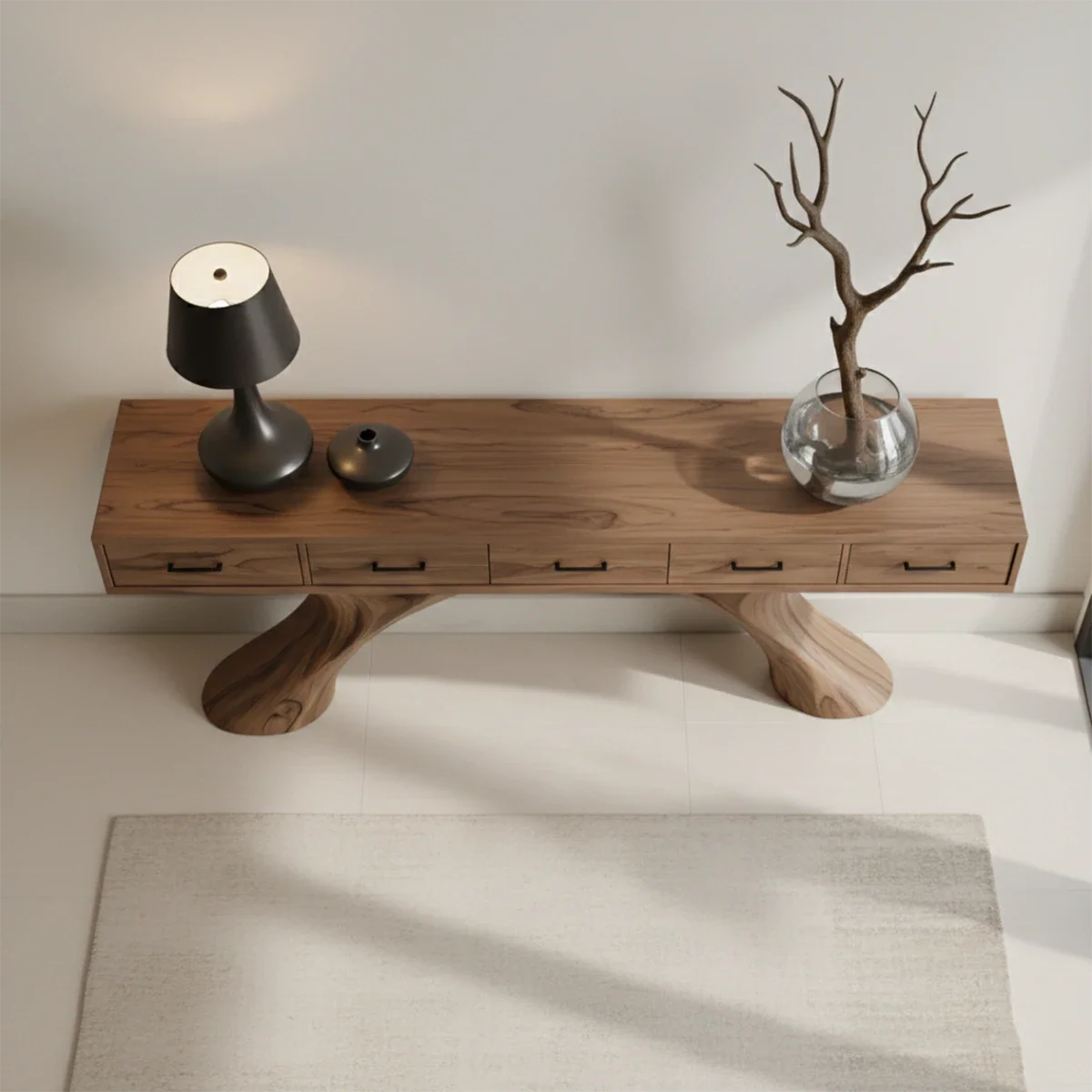 Natural Solid Wood Console Table with Storage Drawers for Modern Entryways - ArborisWood - 5