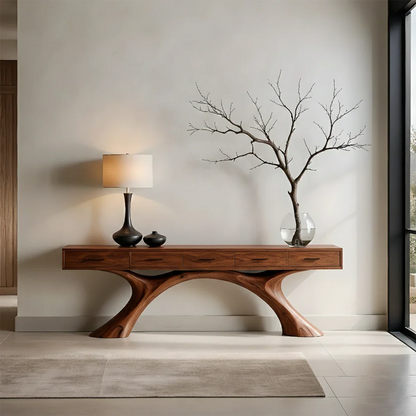 Natural Solid Wood Console Table with Storage Drawers for Modern Entryways - ArborisWood - 6