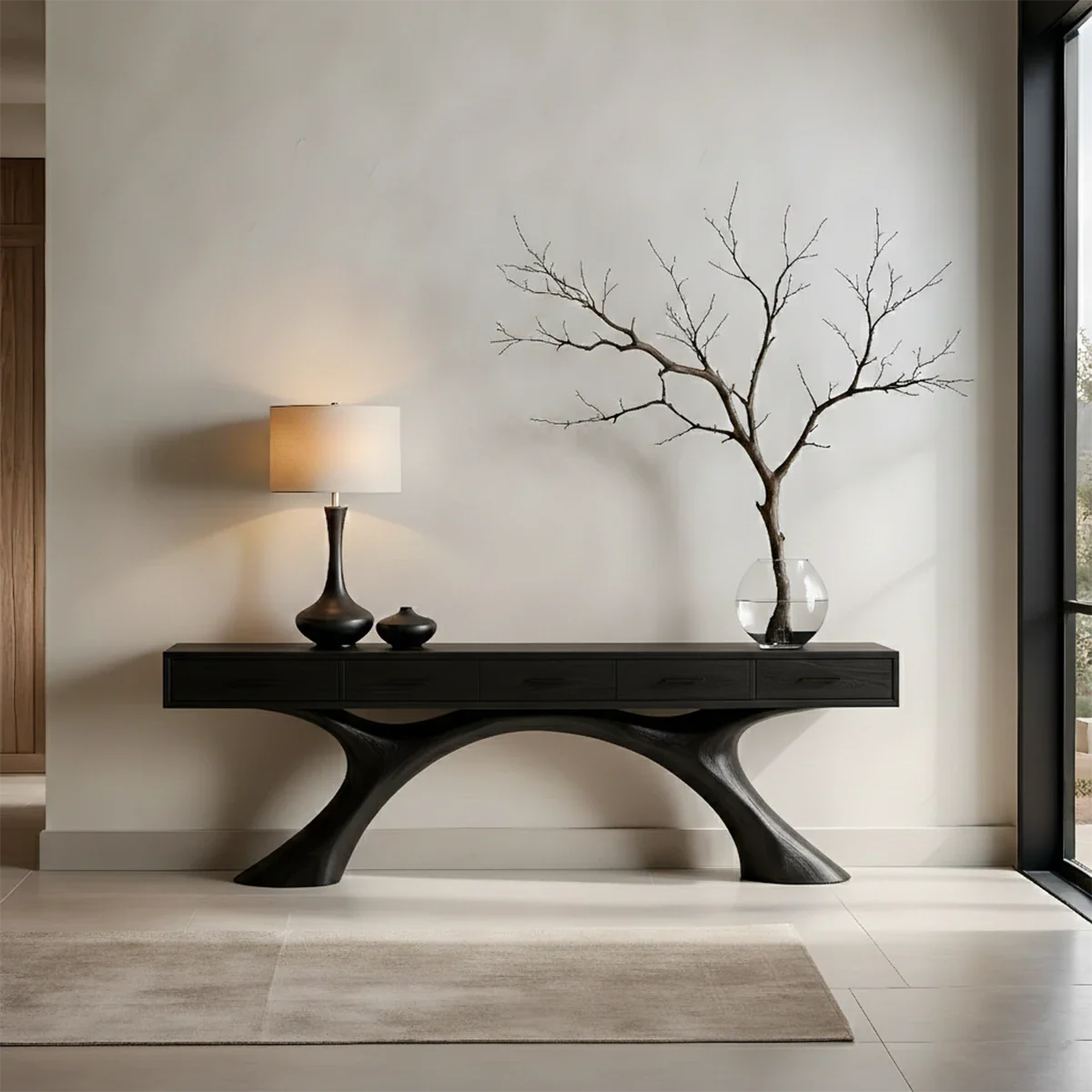 Natural Solid Wood Console Table with Storage Drawers for Modern Entryways - ArborisWood - 8
