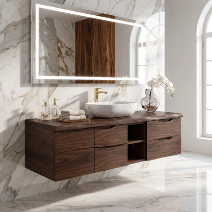 Natural Solid Wood Floating Bathroom Vanity with Drawer Storage – Rustic - Arboriswood - 10