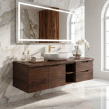 Floating Bathroom Vanity with Four Drawers and an Open Center Shelf - Arboriswood - 6
