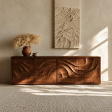 Natural Solid Wood Sideboard with Flowing Relief Doors – Wabi Sabi - Arboriswood - 2