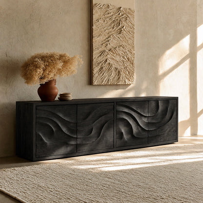 Natural Solid Wood Sideboard with Flowing Relief Doors – Wabi Sabi - Arboriswood - 8