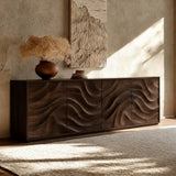 Natural Solid Wood Sideboard with Fluid Carved Doors – Modern Wabi Sabi - Arboriswood - 10
