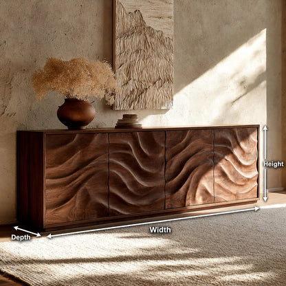 Natural Solid Wood Sideboard with Fluid Carved Doors – Modern Wabi Sabi - Arboriswood - 6