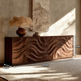 Natural Solid Wood Sideboard with Fluid Carved Doors – Modern Wabi Sabi - Arboriswood - 6