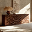 Natural Solid Wood Sideboard with Fluid Carved Doors – Modern Wabi Sabi - Arboriswood - 7