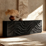 Natural Solid Wood Sideboard with Fluid Carved Doors – Modern Wabi Sabi - Arboriswood - 8
