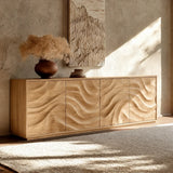 Natural Solid Wood Sideboard with Fluid Carved Doors – Modern Wabi Sabi - Arboriswood - 9