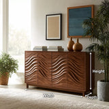 Natural Solid Wood Sideboard with Sculptural Wave Carving – Japandi - Arboriswood - 6