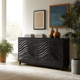 Natural Solid Wood Sideboard with Sculptural Wave Carving – Japandi - Arboriswood - 8